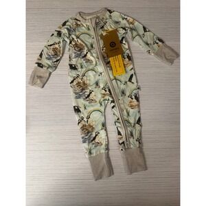 Kindthing Puffin Rainbow Tencel Modal Two-Way Zip Romper Pajamas 0-3M NWT